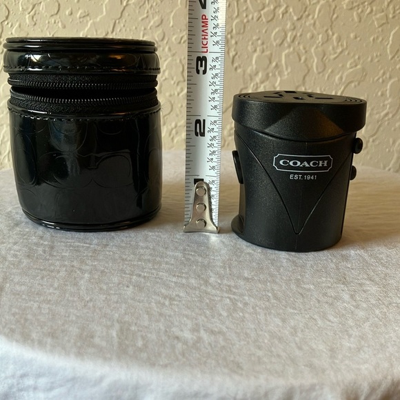 Coach: World/Universal Black Travel Adapter (Wall Plug)- Case- Silver Tone - Picture 10 of 14